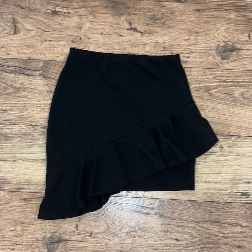 Fashion Nova Black Asymmetrical Ruffled Mini Skirt